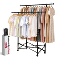 No-assembly Clothes Rack，Double Rod 59-Inch Rolling clothing rack | clothes racks for hanging clothes